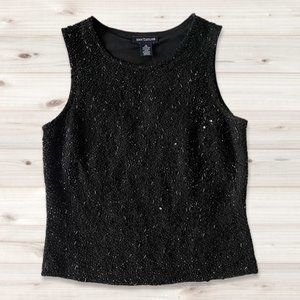 𝅺ANNE Taylor Vintage Black Embellished Beaded Sleeveless Top | Size S